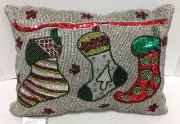 Giltter Sequins Beaded Sofa chair Holiday Christmas bed throw Pillow Bling