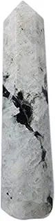 WholesaleGemShop Jewelry-White Rainbow Moonstone Genuine Obelisk Tower Therapy Massage Paperweight Prism