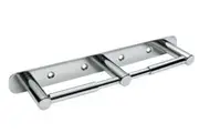 New Bradley Regent Double Toilet Roll Holder With Backplate - Silver 270Mm W X