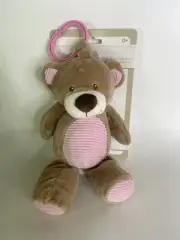 Kelly Baby Plush Bear Lovey Stuffed Animal Pram Toy With Rattle Clip On Kellytoy