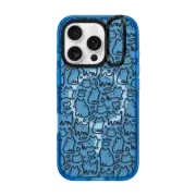 iPhone 16 Pro Impact Ring Stand Case MagSafe Compatible Funny doodle kitty cats pattern
