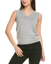 St. John Melange Jersey Knit V- Neck Shell