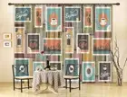 Unique Coffee Stamps 3D Curtain Blockout Photo Print Curtain Drape Fabric Window