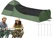 Foldable Pop-Up Single Bed, Bed Canopy Sleeping Bag Net Tent with Double Zipper, Portable Shelter, Large Space, Finer Mesh, Camping Gear for Travel and Outdoor, 86.61x41.34 Inches