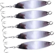 Totority 5 Pcs Silver Long Distance Metal Fishing Lures Strong Reflective Bait Kit for Freshwater Saltwater Fishing for Enthusiasts and Contestants