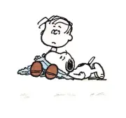 SNOOPY AND LINUS HAND PAINTED LTD ED ETCHING