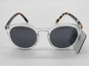 Caliblue Clear Frame Brown Stripe Arms 100% UVA + UVB Protection Sunglasses