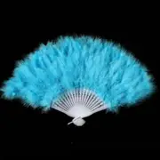 Sky Blue Feather Fan Folding Hand Costume Wedding Showgirl Dance Fancy Party Craft Decor