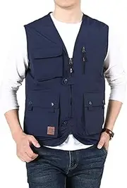 [QtthZZr] Men's Vest Outdoor Fishing Photography Gilet Multi-Pocket Practical Jacket Sleeveless Quick Dry Breathable Waistcoat