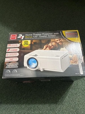 RCA 120" 2-in-1 Screen Home Theater Projector RPJ205 White BRAND NEW