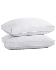 Unikome Set Of 2 Quilted Goose Feather Down Pillow, Medium Support White Edge