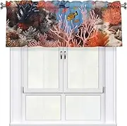 LHBWCVN Coral Reef Valances for Windows, Rod Pocket Window Treatment Drapes Farmhouse Kitchen Curtains Short Blackout Window Curtains for Living Room Bedroom Decor 54x18 Inch
