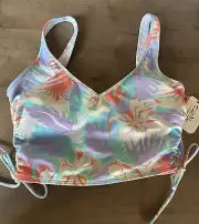 Salt Life Tropical Tankini Crop Swimsuit Top Built In Bra NWT Size M