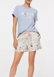 NEW PETER ALEXANDER ON CLOUD WINE PJ SET TOP & SHORTS XS RRP$119.90