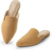 [ATHMILE] Mules for Women Flats Shoes Comfortable Black Business Work Dress Casual Womens Mules Flats Closed Pointed Toe Slip on Mules Flats for Ladies