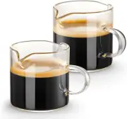 Espresso Cups Set of 2, 4 OZ Double Spouts Cups, Espresso Shot Glasses, Milk Cup