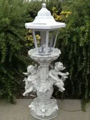 Garden Decoration Solar Powered Angel Cherub Sculpture w/ Lantern Warm White LE