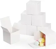 Geepen 40-Pack Kraft Gift Boxes 10x10x10cm, Small Brown Paper Boxes with Lids for Favours, Weddings, Parties, Jewellery, and DIY Crafts White