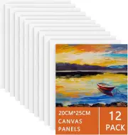 Koncci 12 Packs Blank Art Canvas Panels 20X25 Cm Pre Stretched Canvas Board Arti