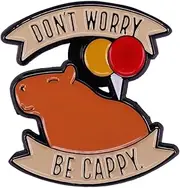 [generic] Funny Brooches - Don't Worry Be Cappy Animal Pin,Alloy Enamel Brooch Motivational Cowboy Badge Pin for Bookbags Clothes/Jackets & Hat