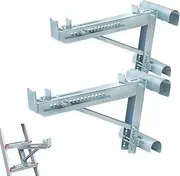 1 Pair Ladder Jacks for Metaltech Scaffolding Platform, 2-Rung Short Body Ladder Jack Tool to 20-Inch Width, Aluminum Ladder Scaffold Jack for Stages up, Withstand 264 LBS, Silver
