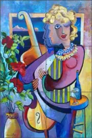Abstract Tile Backsplash Warren Cullar Musical Art Ceramic Mural WC136