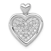 14k White Gold 1/2ct. Real Diamond Fancy Heart w/ Heart Bail Pendant