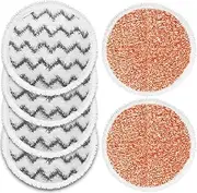 6 Pack Spinwave Mop Pads Compatible with Bissell SpinWave SmartSteam 3897A,2 Heavy Scrub Pads+4 Scrubby Pads for Powered Hard Floor Mop