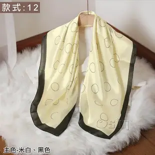【Osun】韓版高檔送禮大方巾仿蠶絲綢緞質感絲巾印花披肩圍巾(款式:12，CE374)