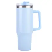 40oz Tumbler with Handle and Straw Lid, Stainless Steel Insulated Travel Mug, Portable Car Coffee Cup - Blue