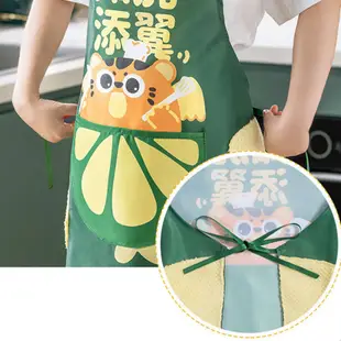 卡通可愛圍裙 家用廚房防水防油圍裙 烘焙可擦手做飯罩衣工作服 日式可愛圍裙