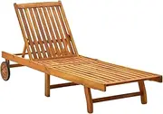 Sun Lounger, Outdoor Sun Lounge Patio Chaise Lounge Reclining Chair Recliner Chair Sun Lounger Solid Acacia Wood