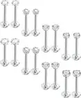 Kakonia Tragus Earrings Nose Studs 16PCS 16G Monroe Lip Rings Labret Piercing wi