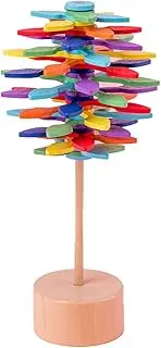 Wooden Spiral Lollipop Stress Toy Spinning Decompression Toy Spinning Magic Wand Decompression Kit Seq-uence Toy for Gifts Home Office Decor Leaf