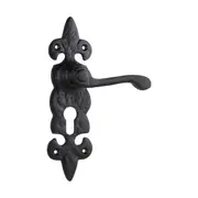1802E Door Lever Stratford Iron Euro Pair Matte Black H192xW50xP55mm