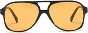[KUYYFDS] Vintage Retro 70s Sunglasses for Women Men Classic Large Squared Frame UV400 Trendy Orange Glasses Yellow Sunglasses