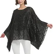 [Max Hsuan] Women’s Solid Sequin Fringe Tassel Tunic Blouse Caftan Plus Size Loose Long Pullover Sweater Tunics