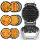 6 in 1 Mini Waffle Maker With Removable Plates 4.5 Mini Waffle Iron for Holiday