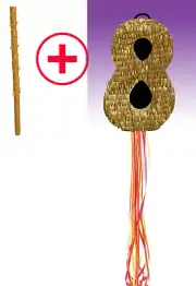 Number Eight 8 Ocho Gold Pinata Kids birthday Piñata Party Pull string Hit Stick