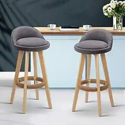 Artiss Bar Stools Stool Set of 2 Kitchen Counter Barstools Dining Chair Bentwood Chairs Fabric Grey in 69cm Seat Height Floor for Home Bar Dining Room Cafe Outdoor Indoor