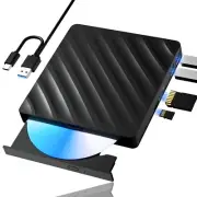 5 in 1 External Blu Ray Drive Portable Blu Ray Player with USB 3.0 Type-C Burner