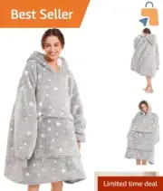 Cozy Wearable Hoodie Blanket for Kids - Soft Flannel with Sherpa Fleece