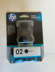 New in Sealed Package HP 02 Genuine Black Ink Cartridge HP C8721WN