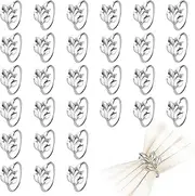 Gold Leaf Napkin Rings Set, 30 Pcs Metal Napkin Ring Holders Buckles for Table Decorations, Napkin Holders for Cloth Napkins Adornment for Wedding Thanksgiving Christmas Dinner Party (SILVER, 1.7INCH)