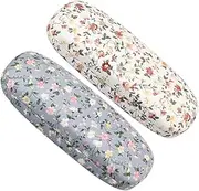 [Healeved] 2Pcs Portable Eyeglasses Case Floral Print Shock Resistant Storage Box for Sunglasses and Spectacles Soft Pouch Holder for Travel and Daily