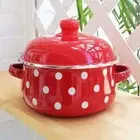 Binaural Handle Tomato Enamel Pot with Lid Soup Pot Cute Saucepan Noodle
