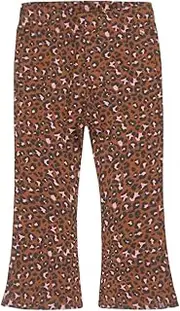 [Koko Noko] Girls' Flared Camel Panther Print Trousers, Camel
