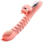 YuAiBaoBei Safe Silicone Dildos Vibrator Realistic Tongue Licking Vibration Telescopic Rabbit Vibrator G Spot Stimulator Sex Toys For Women