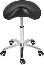 (Black) - Saddle Rolling Stool Chair for Office Massage Salon Kitchen Spa Drafting,Adjustable Hydraulic with Wheel (Black)