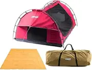 [Adventure Kings] Pink Double Swag Camping Dome Tent + Canvas Bag + 3m Mesh Floor